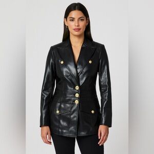 Fabula Women's Black Faux Leather Jacket Fabula Beirut sz M 38 super soft